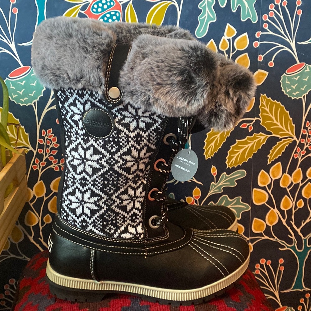 NWT London Fog size 10M Melton 2 BB-black combo